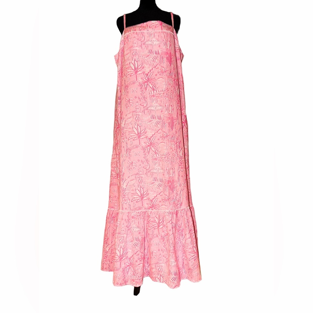 Like New Lilly Pulitzer Rozalie Linen Pink and white maxi dress- size 16 🩷 - Picture 3 of 16